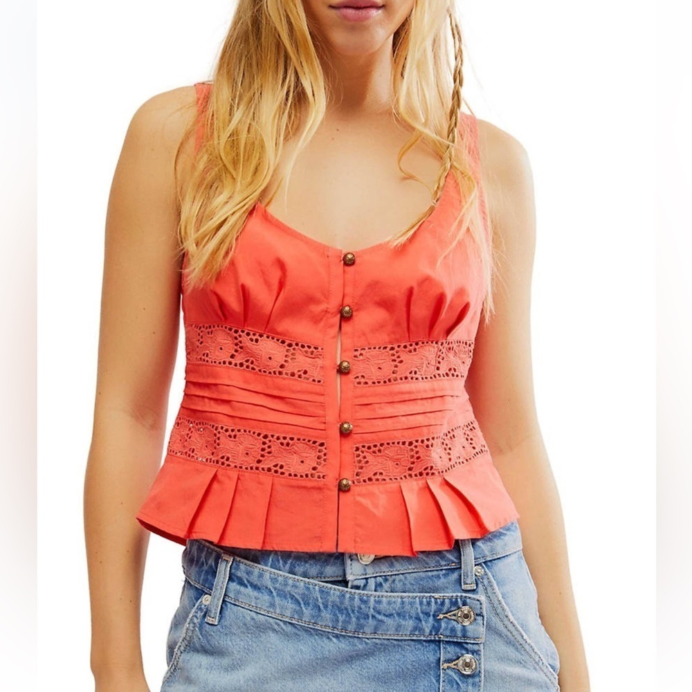 Free People Kianna Lace Tank Top Large